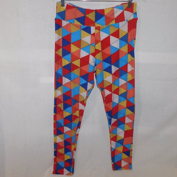 LuLaroe Multicolor Bold Geometric Triangle print Womens Leggings TC size 12 – 18 - Picture 2 of 9